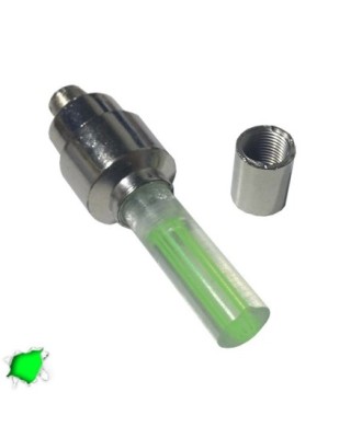 GloboStar® 115202 Βαλβίδες LED με Μπαταρία 3xLR1130 Αυτοκινήτου - Μοτοσυκλέτας - Ποδηλάτου Σετ 2 Τεμ. σε Blister Πράσινο